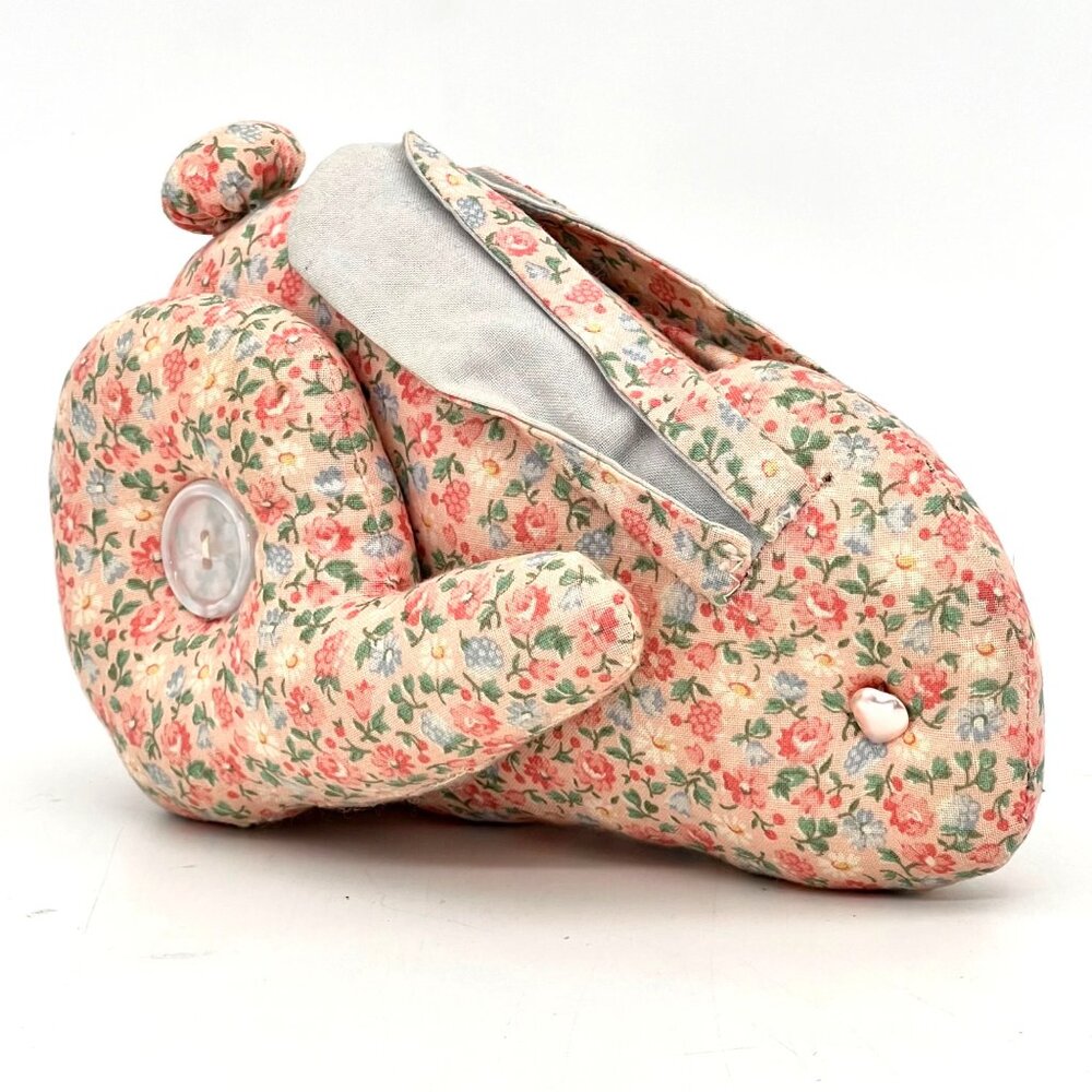 Vintage Floral Print Stuffed Easter Bunny Rabbit Plush Toy Handmade by Grandma - Picture 1 of 12